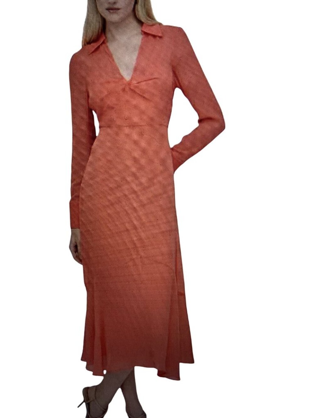 DKNY Women's Collared V-Neck Long-Sleeve Chiffon Dress 2 NWT